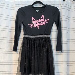 Meow Squad Black and Pink Kids Casual Dress